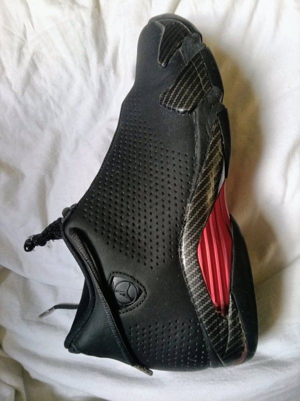 Air Jordan 14 Retro Black Toe, Black/Red, Men's Basketball Shoes size 13