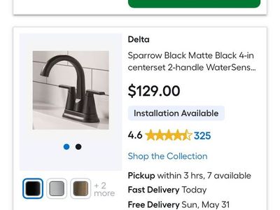 Delta Matte Black 4-inch Centerset 2-Handle WaterSense Bathroom Faucet I have 4 of them 65 a piece