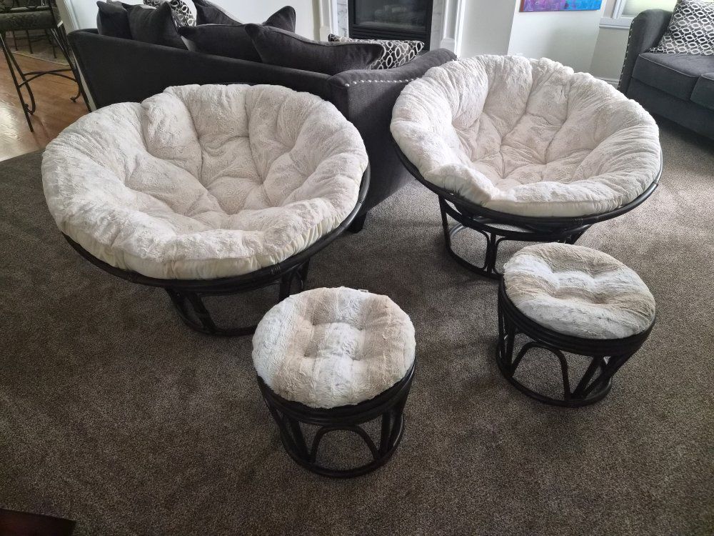 2 Pier 1 Papasan Chairs + Matching Ottoman