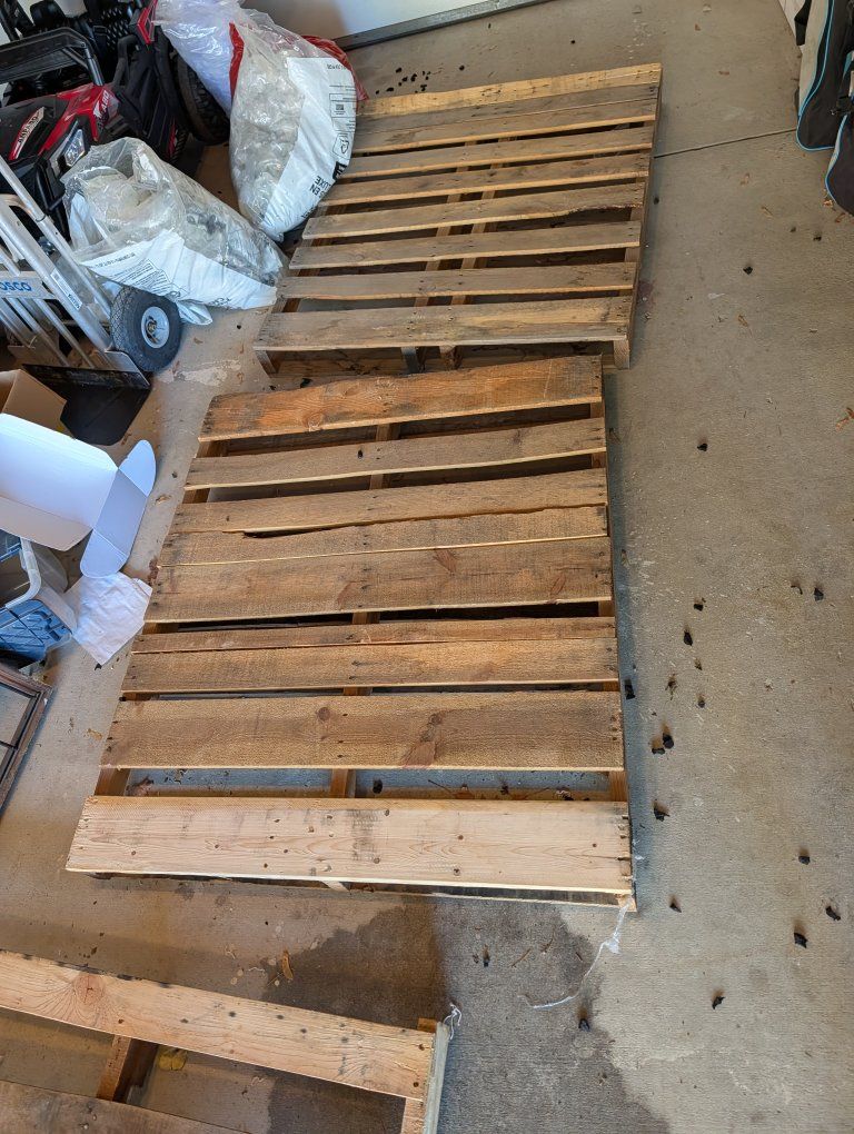 4 Used Wooden Shipping Pallets for DIY Projects or Storage
