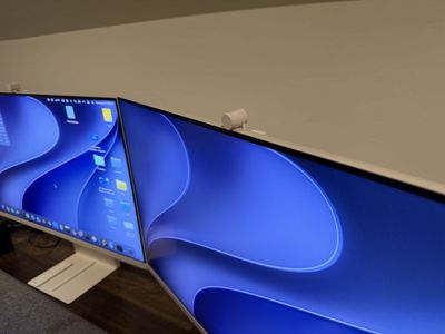 Two Samsung 32-inch Smart Monitor M8 4K monitors