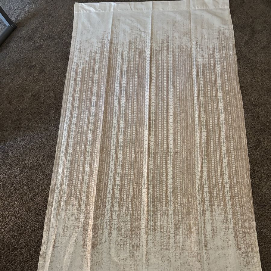 4 West Elm Floor Length Curtains - White/Brown Patterned