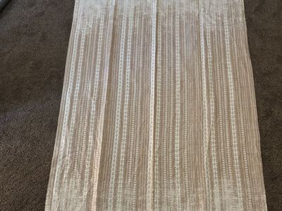 4 West Elm Floor Length Curtains - White/Brown Patterned