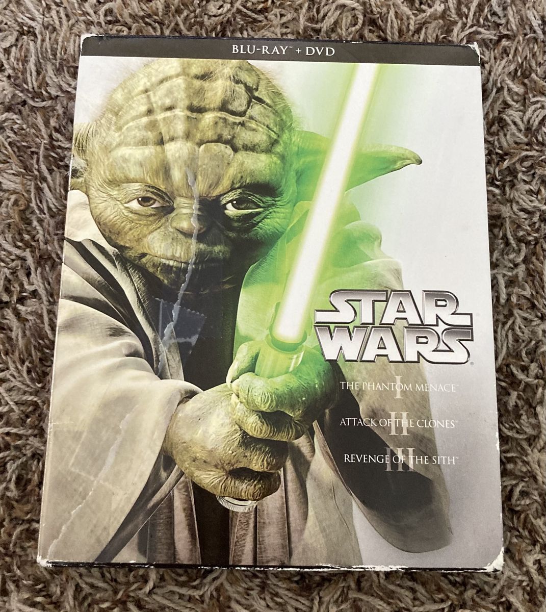 Star Wars The Prequel Trilogy I II III Blu-Ray 3-Disc Set Phantom Menace Attack Clones Sith (DVDs NOT INCLUDED)