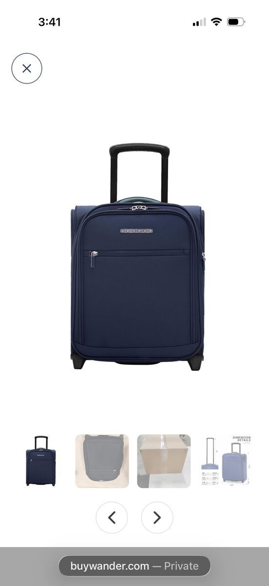 Verage 16 inch Underseat Carry On Luggage with Wheels, Navy Softside Small Suitcase Spinner Wheeled Rolling Travel Laptop Bag.