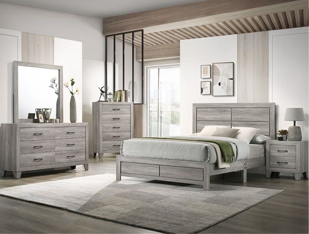 NEW GRAY Queen 7 PIECE BEDROOM SET -NEW IN BOX