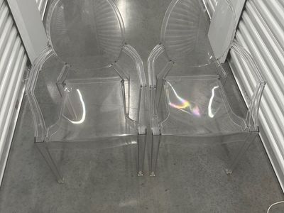 Set of 2 Clear Acrylic Ghost Chairs – Modern Dining/Accent Chairs