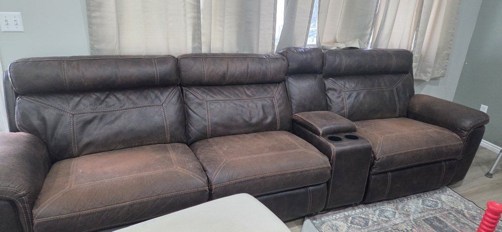 brown Faux leather couch