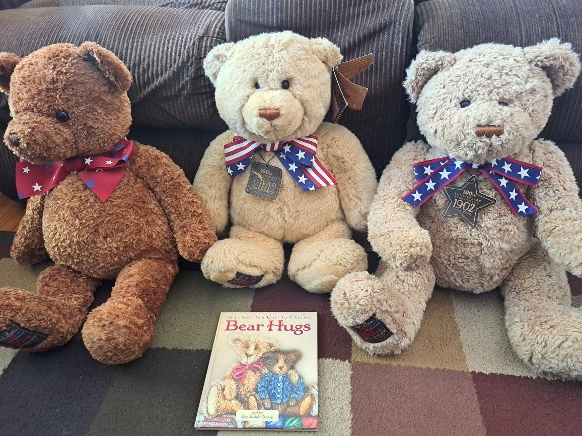 3 large special 100th anniversary teddy bears