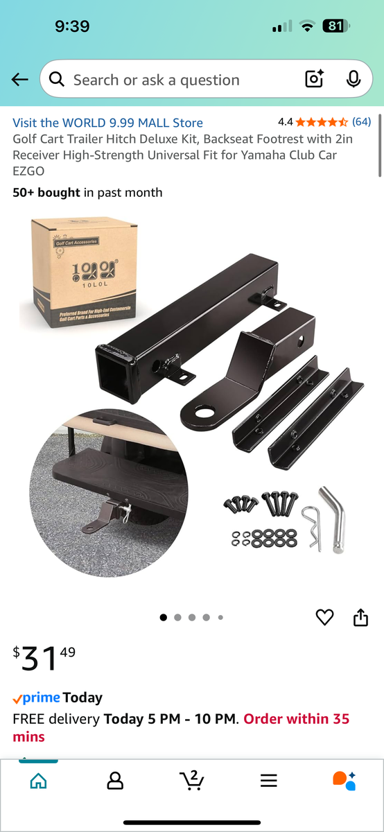 Golf Cart Trailer Hitch Deluxe Kit — New