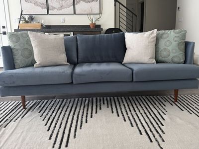 AllModern Miller 84 Sofa — Blue Velvet