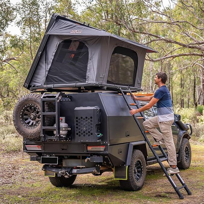 SanHima Rooftop Tent Hard Shell-Hotham Side Overland Al. Roof Top Tent Side-Open Design, 81"x60"x49"