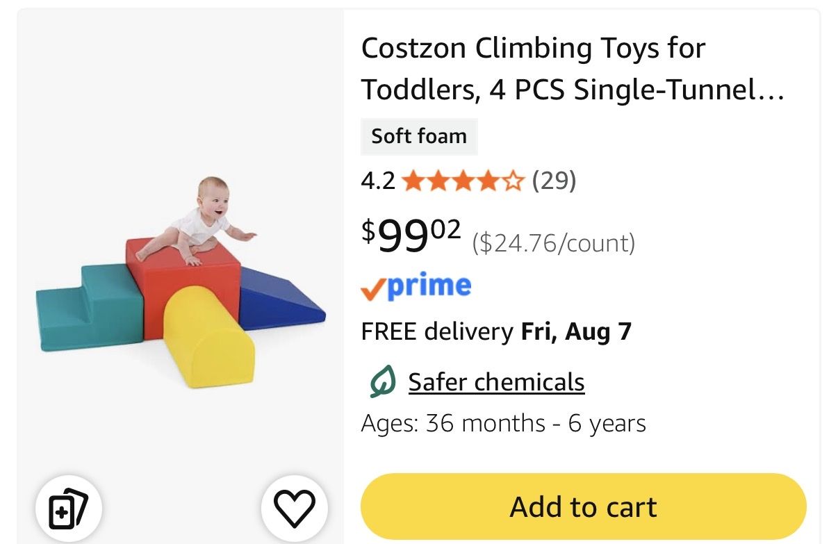 Costzon 4-Piece Toddler Foam Climbing Block Set