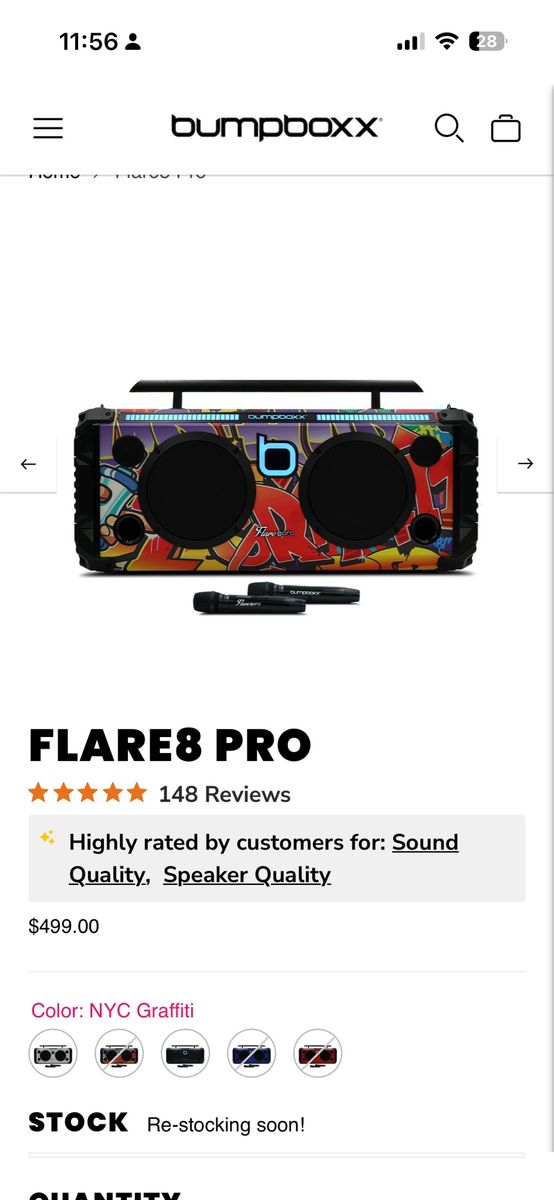 BUMBOX Flares 8 Pro NYC Graffiti Portable Bluetooth Speaker System no mic