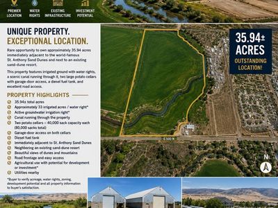 35.94 Acres For Sale - St. Anthony, Idaho Adjacent to Sand Dunes with Potato Cellars