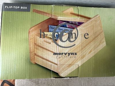 Vintage Mervyn's California Home Wooden Flip-Top Recipe Card Box
