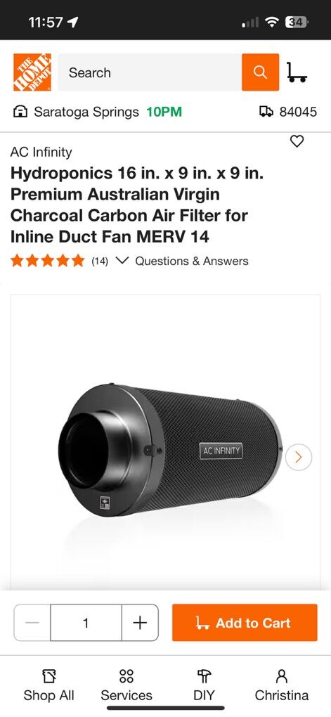 Brand New Hydroponics 16 in. Carbon Air Filter