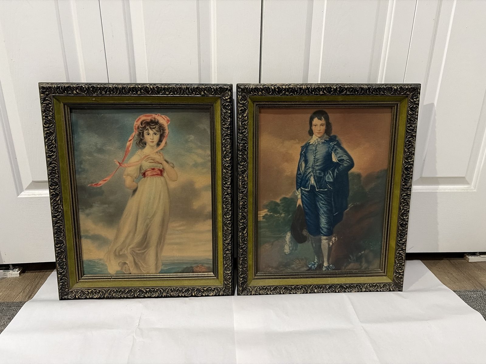 Vintage Framed Portrait Prints - Pinkie and Blue Boy Set
