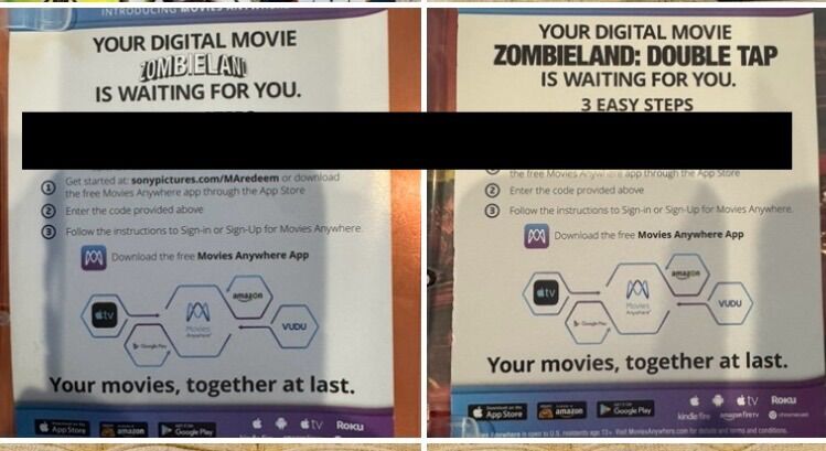 4K Digital Copy Zombieland & Zombieland Double Tap