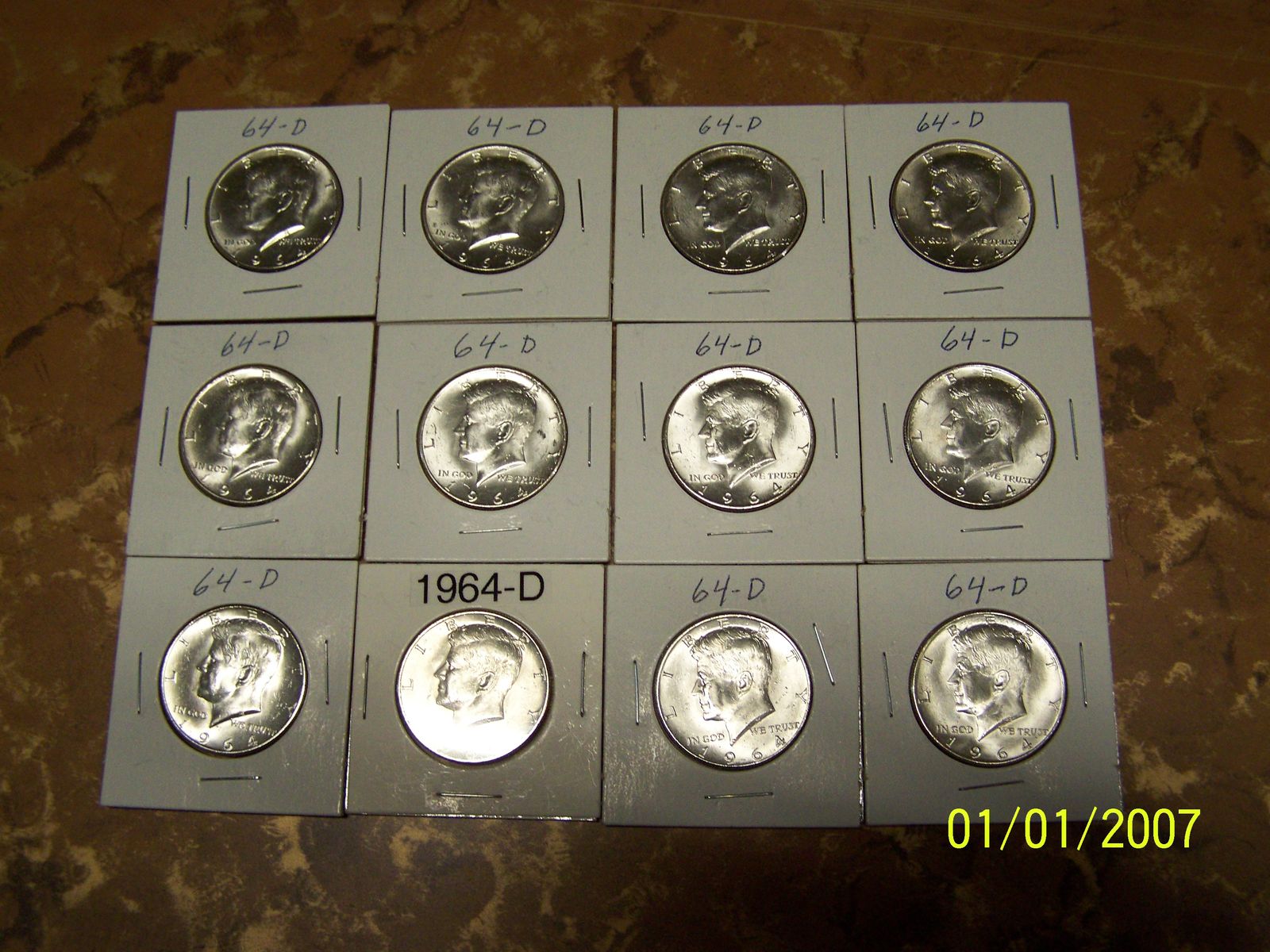 1964 Kennedy 90% silver half dollars, Brilliant Uncirculated