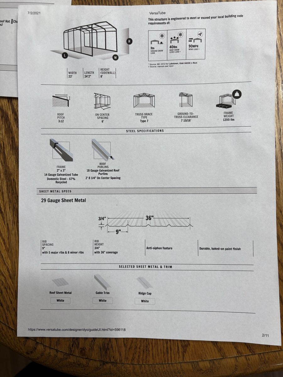 VersaTube Grand Carport 22 x 24 x 8 Metal Building Kit
