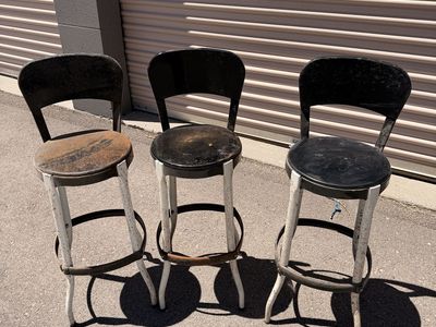 3 Vintage Metal Stools
