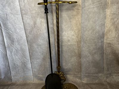 Vintage Brass Fireplace Tool Set w/ Stand