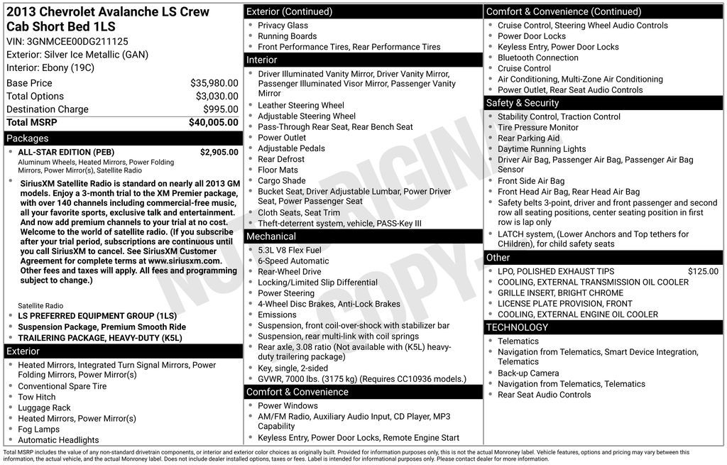 2013 Chevrolet Avalanche LS Black Diamond