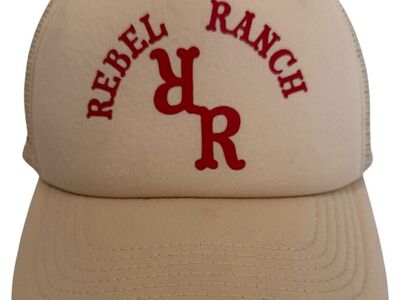 Rebel Ranch Red Print Beige Trucker Snapback
