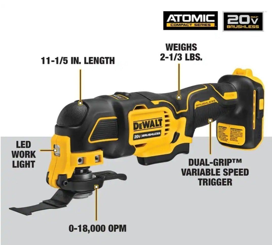 DEWALT 20V MAX  Atomic Brushless Cordless Oscillating Multi-Tool