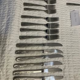 Vintage international stainless "Rose Lace" 46 pc flatwear set + hostess