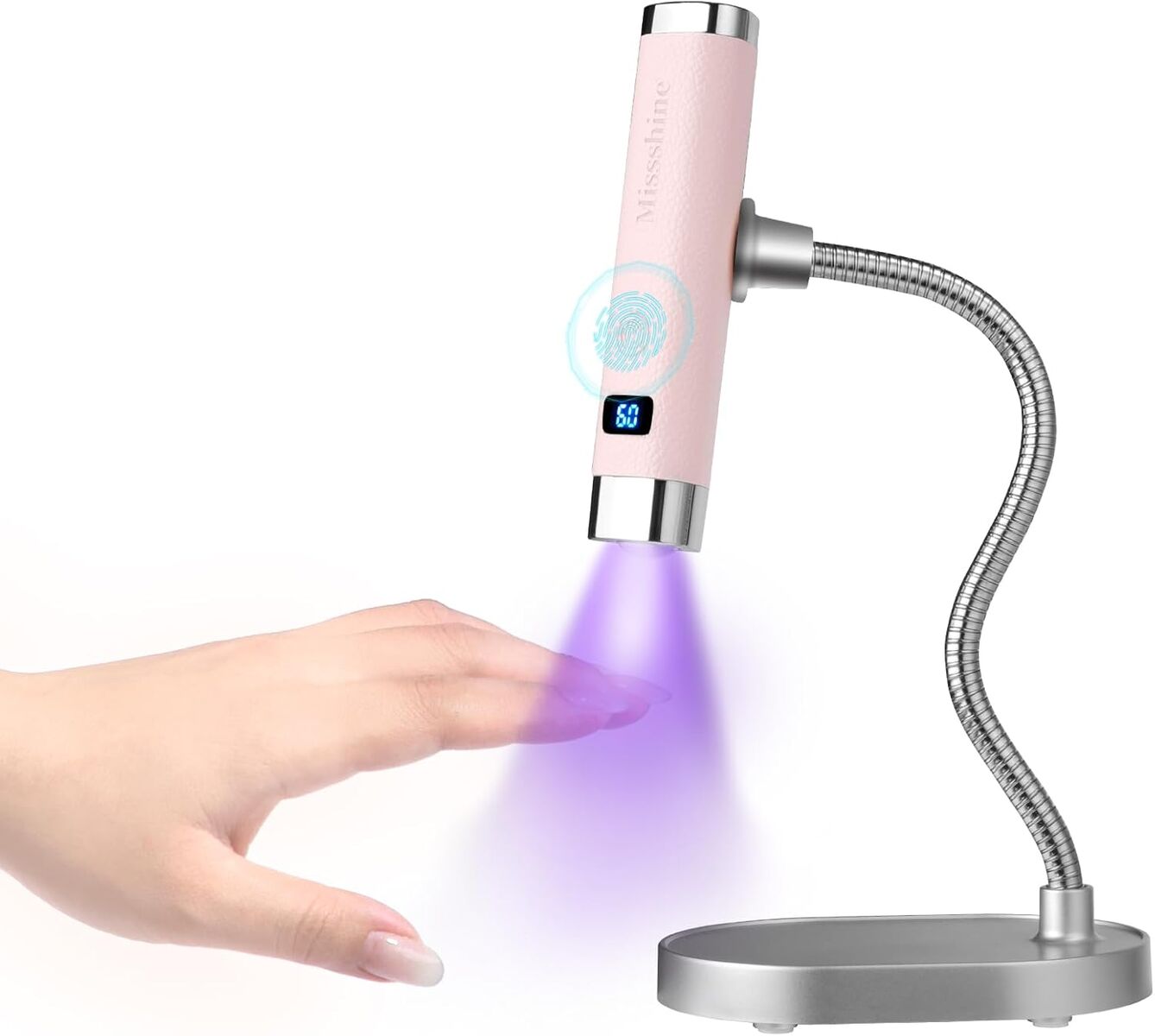 NEW UV Light for Nails Handheld Cordless Nail Lamp, Rechargeable Nail Dryer with LED Display (Pink)