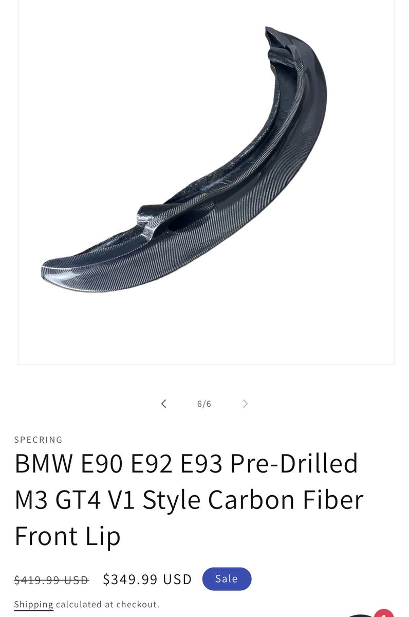 SPECRING BMW E90 E92 E93 M3 GT4 V1 Style Carbon Fiber Front Lip Pre-Drilled
