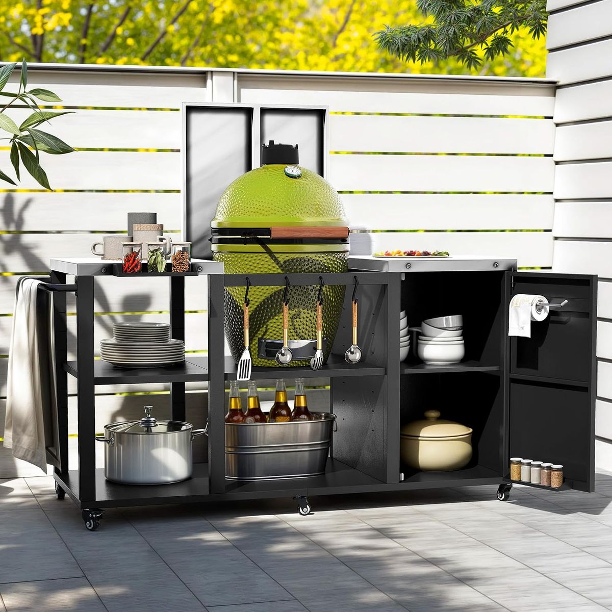 DWVO XL Outdoor Grill Table with Steel Top