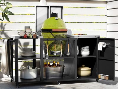 DWVO XL Outdoor Grill Table with Steel Top