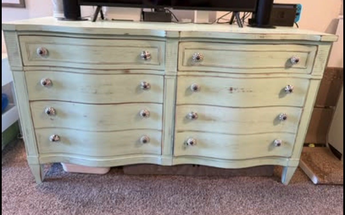 Distressed Antique Mint Green Dresser
