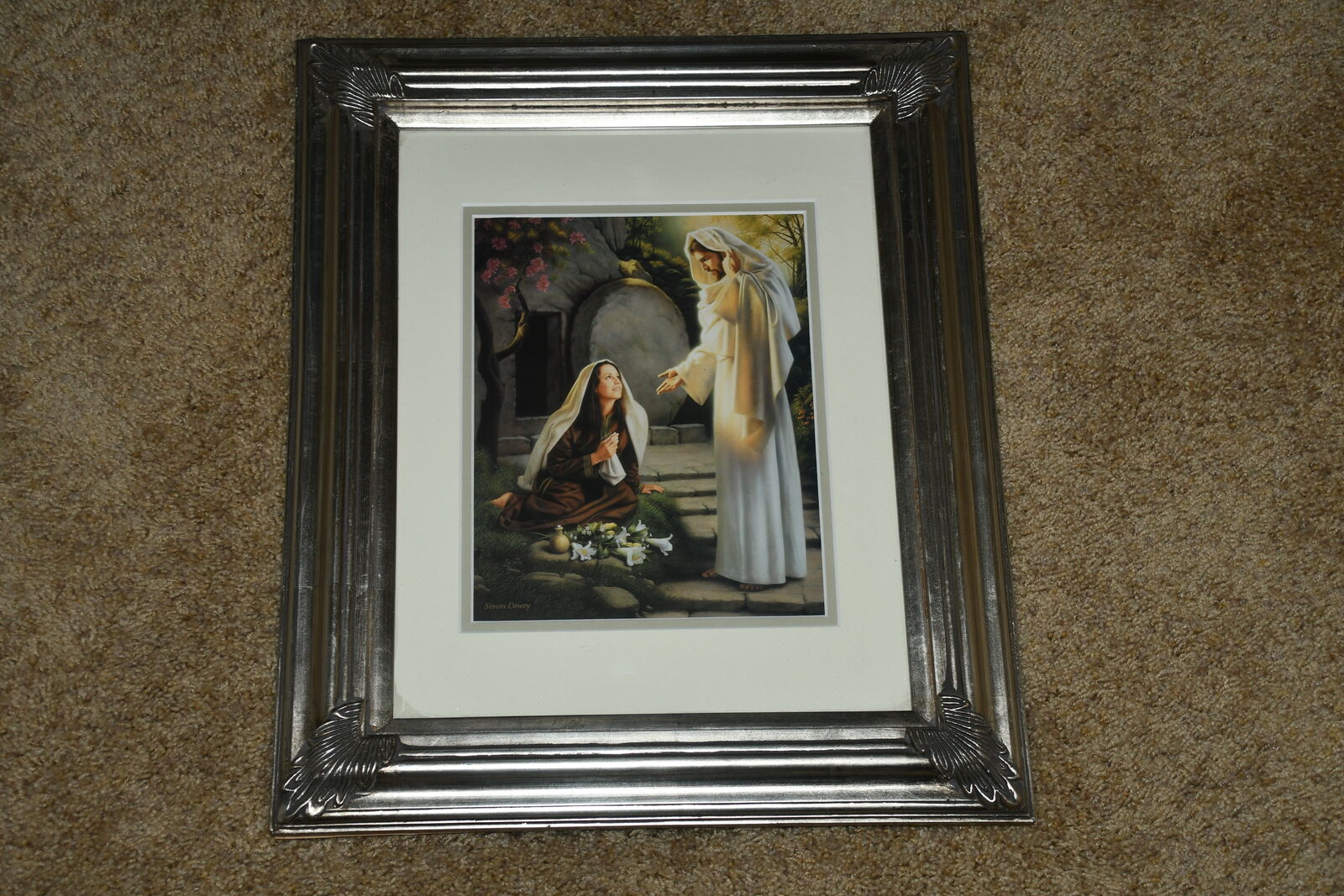 "WHY WEEPEST THOU" JESUS PICTURE ~ SIMON DEWEY ~ 15" x 18" FRAMED