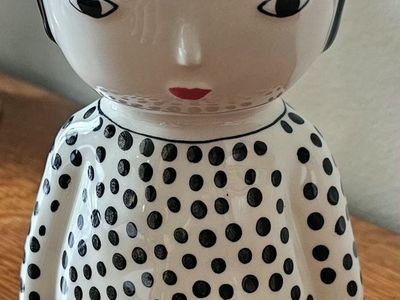 Planter Vase Kinska Polka Dot Ceramic Person 7.5"T