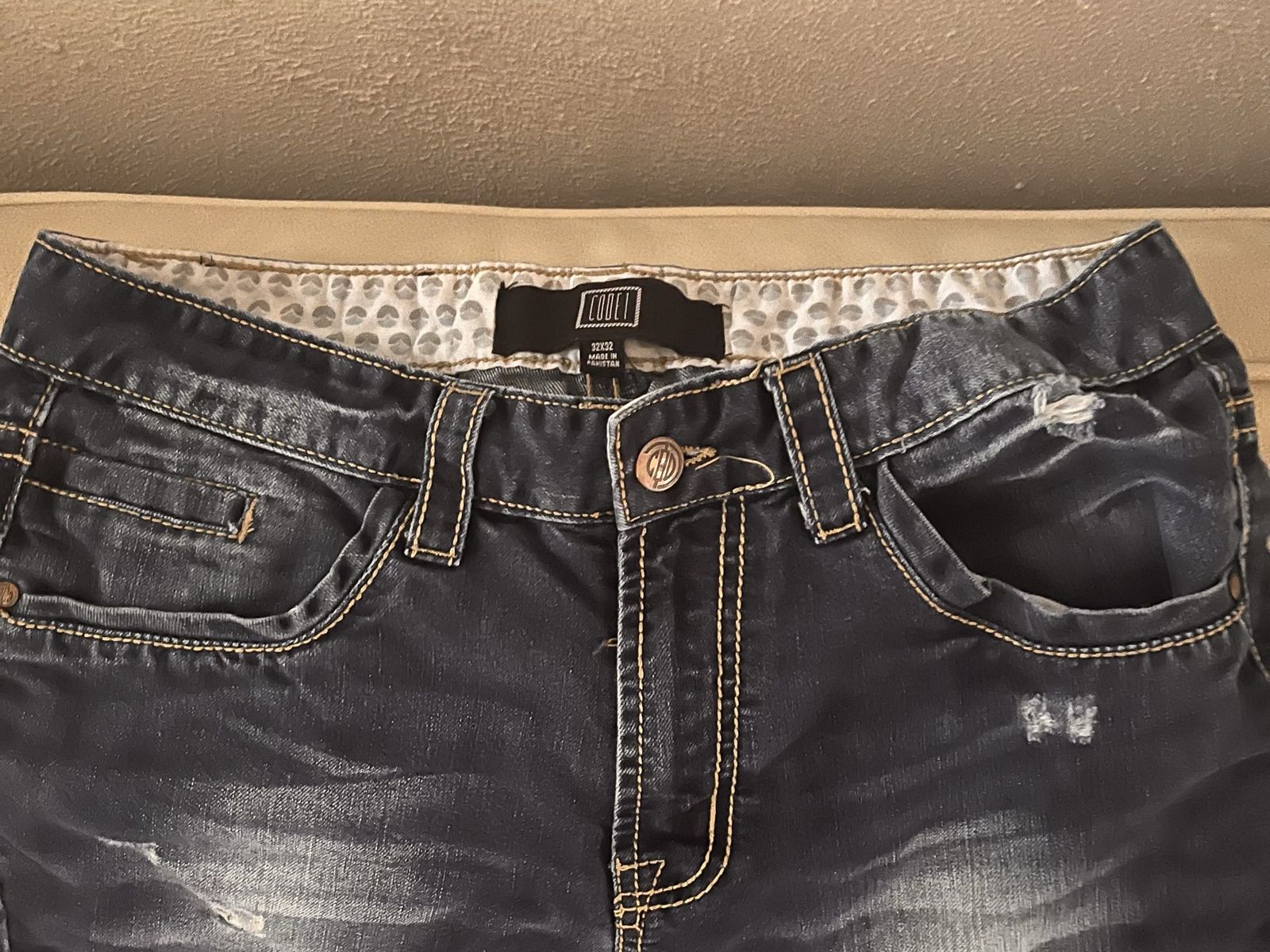 CODE1 Distressed Men's Blue Denim Jeans Size 32x32