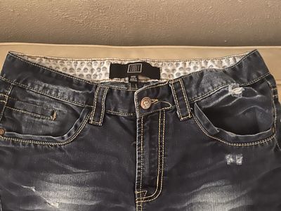 CODE1 Distressed Men's Blue Denim Jeans Size 32x32