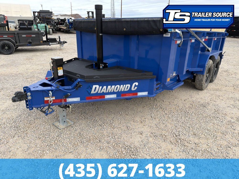 7x14 Diamond C LPT 207 Dump Trailer - 32" Sides - 15.5K GVWR - 14 Ply Tires, Board Brackets, Long Arm Tarp