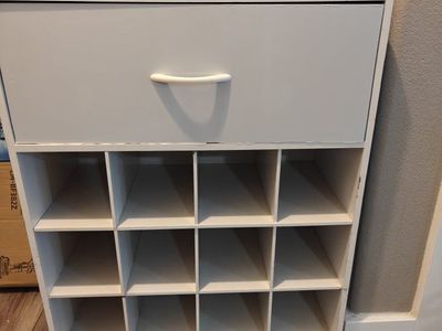 White Cubby Storage Organizer with Drawer