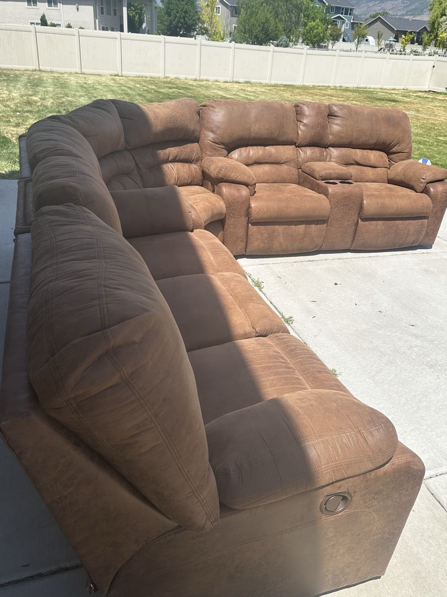 Brown Microfiber Reclining Sectional