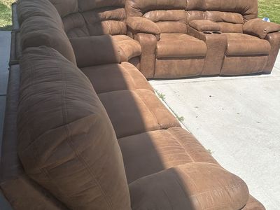 Brown Microfiber Reclining Sectional