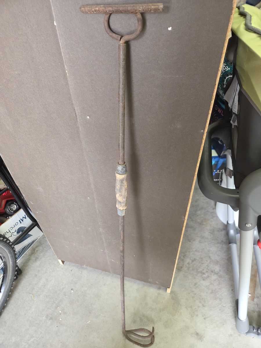 Vintage Cast Iron 45 inches long coal stove clinker remover claw grabber tool