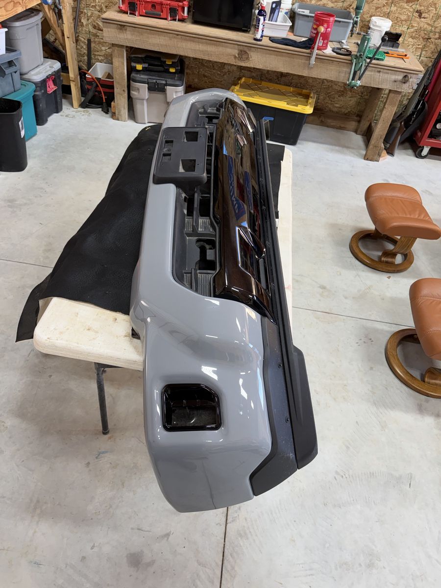 OEM Chevy Silverado HD Front Bumper - Slate Gray Metallic with Lower Grille & License Plate Bracket