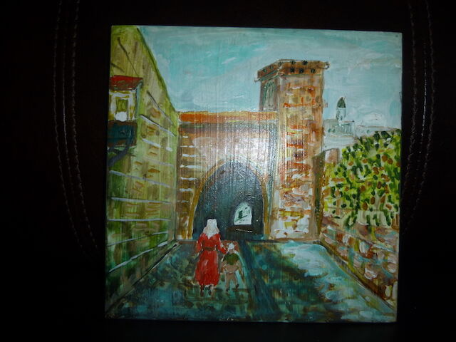 "Church Goers"- Grandma Moses Collector Tile in the Original Box -Vintage