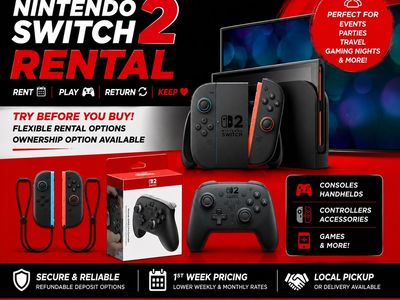 Rent Nintendo Switch 2 Consoles, Controllers, Hardware, Games, and Accessories (Read Description for Details)