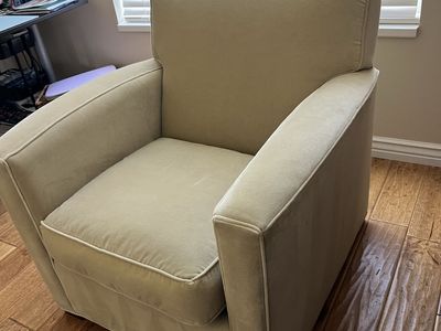 Beige Velvet Armchair - Lofgren's Fine Furniture