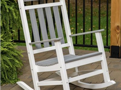 Brand New Leisure Line All-Weather White & Gray Patio Rocker